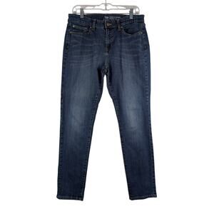 Gap Always Skinny Whiskered Womens 12 32x28 Dark Wash 5 Pocket Denim Jeans